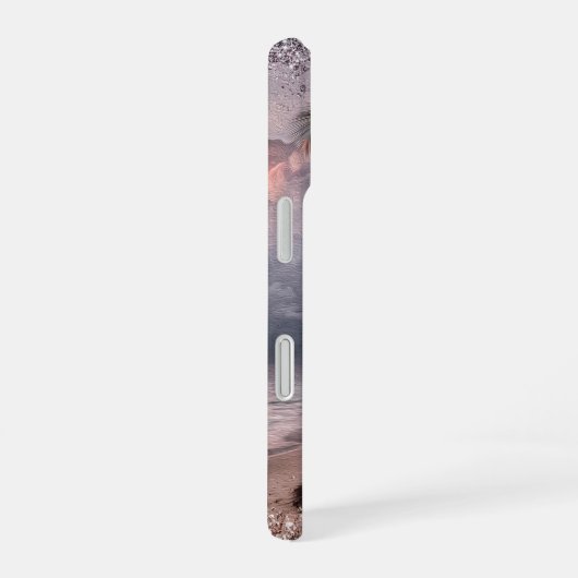 Coque iPhone 16 Plage orageuse avec palmiers (Côté droit)