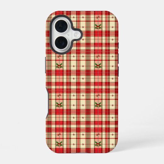 Coque iPhone 16 Plaid de Noël Classique (Verso)