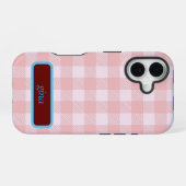 Coque iPhone 16 Plaid Gingham Personalized (Verso Horizontal)