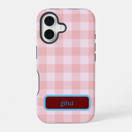 Coque iPhone 16 Plaid Gingham Personalized (Verso)