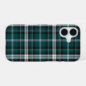 Coque iPhone 16 Plaid turquoise noir et blanc (Verso Horizontal)