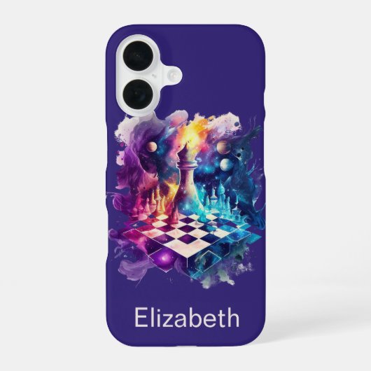 Coque iPhone 16 Planche de pièce d'échecs à l'aquarelle (Verso)