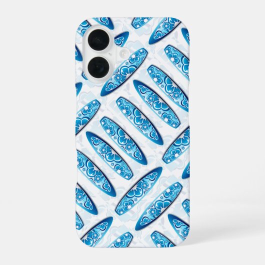 Coque iPhone 16 Planches de surf motif bleu (Verso)