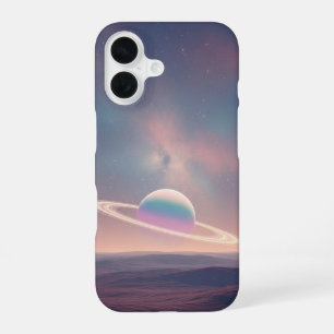 Coque iPhone 16 Planète à Anneaux Vintage à l'Horizon