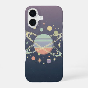 Coque iPhone 16 Planète Anneaux Vintage