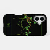 Coque iPhone 16 Plante vert simple, Monogramme initial (Verso Horizontal)