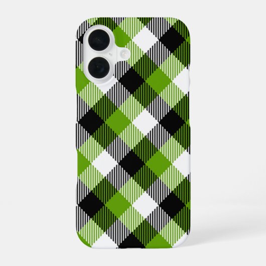 Coque iPhone 16 Plaques Tartan simples Vert néon (Verso)