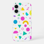Coque iPhone 16 Playful Neon Memphis Geometric Retro Pattern (Verso)