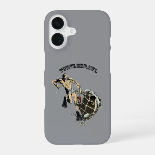 Coque iPhone 16 Plongeur vintage combattant une tortue sur un URM