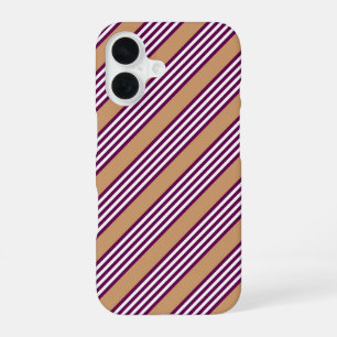 Coque iPhone 16 Plum et blanc cinq bandes motif avec bronzage
