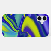 Coque iPhone 16 Plus 3D Abstrait en bleu vert violet (Verso Horizontal)