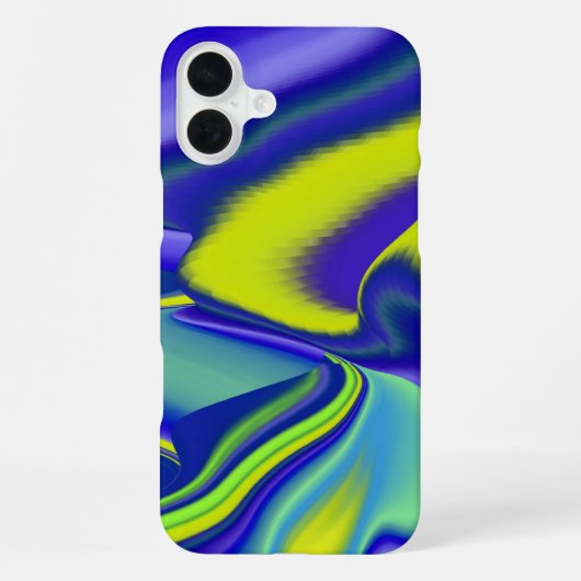Coque iPhone 16 Plus 3D Abstrait en bleu vert violet (Verso)