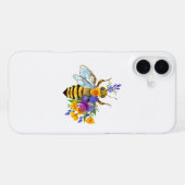 Coque iPhone 16 Plus Abeille à fleurs avec plantes sauvages (Verso Horizontal)