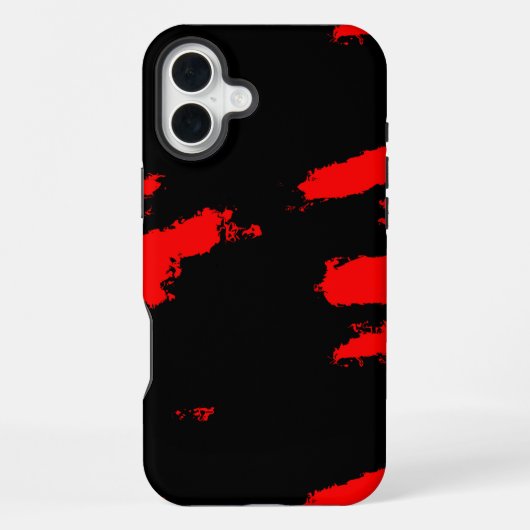 Coque iPhone 16 Plus abstrait noir et rouge (Verso)