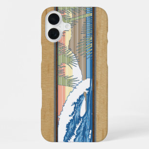 Coque iPhone 16 Plus Ala Moana Hawaïen Faux Bois de Koa Étui de Panneau