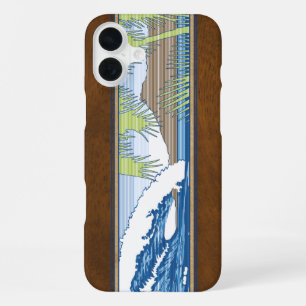 Coque iPhone 16 Plus Ala Moana Hawaïen Faux Bois de Koa Étui de Panneau