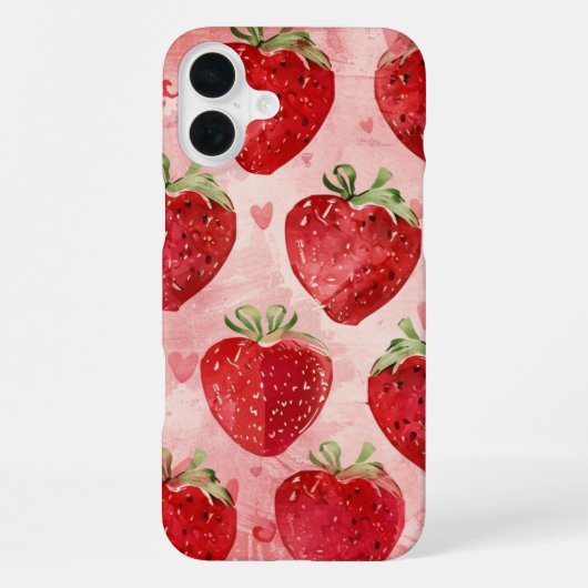 Coque iPhone 16 Plus Amour de Fraise (Verso)