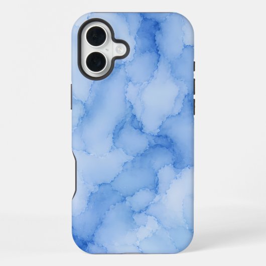 Coque iPhone 16 Plus Aquarelle Abstraite Bleu Clair (Verso)