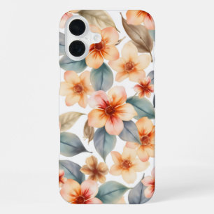 Coque iPhone 16 Plus aquarelle motif floral présente un pastel doux