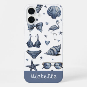 Coque iPhone 16 Plus aquarelle Thème de voyage d'été personnalisé Plage