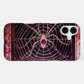 Coque iPhone 16 Plus ARAIGNÉE ET TOILE Violet Améthyste Noir (Verso Horizontal)