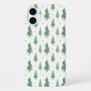 Coque iPhone 16 Plus Arbres de Noël à l'aquarelle motif sans couture