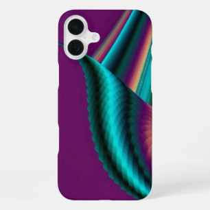 Coque iPhone 16 Plus Arc-en-ciel métallique Abstrait futuriste