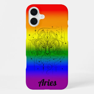 Coque iPhone 16 Plus Aries Zodiac LGBTQ Pride Design arc-en-ciel