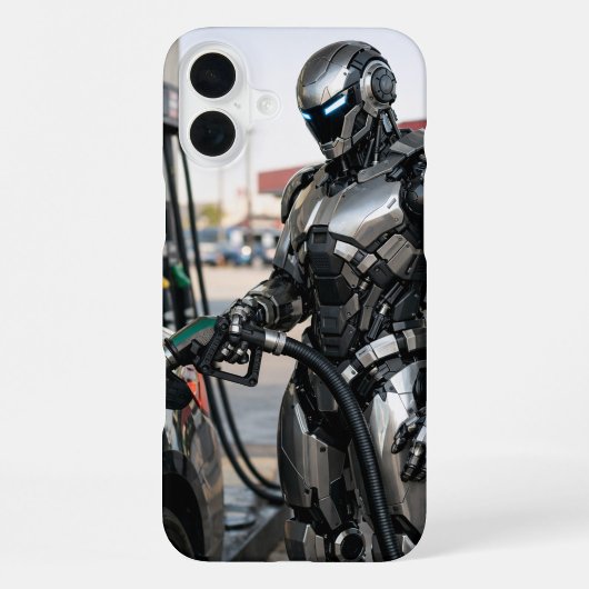 Coque iPhone 16 Plus Arrêt de carburant futuriste 
