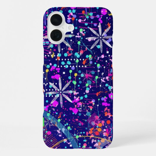 Coque iPhone 16 Plus Art abstrait Jubilé Bleu (Verso)