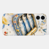 Coque iPhone 16 Plus Art d'aquarelle de sardine sicilienne (Verso Horizontal)