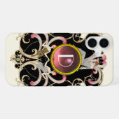 COQUE iPhone 16 PLUS ART DÉCO BEAUTÉ MODE MONOGRAMME EN PIERRE PRÉCIEUS (Verso Horizontal)