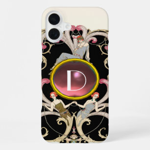 COQUE iPhone 16 PLUS ART DÉCO BEAUTÉ MODE MONOGRAMME EN PIERRE PRÉCIEUS