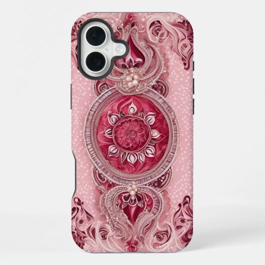 Coque iPhone 16 Plus art d'IA Cranberry Cherry (Verso)