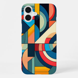 Coque iPhone 16 Plus Art géométrique abstrait – Composition de grille d