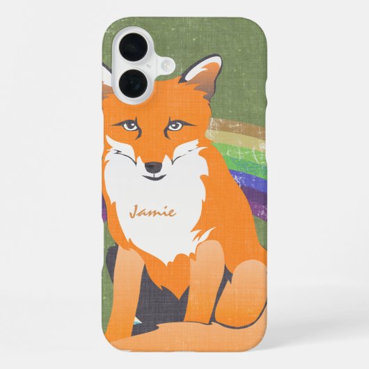 Coque iPhone 16 Plus Art Retro Fox Monogram Orange Rétro iphone 5 (Verso)