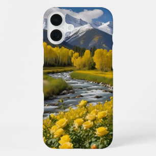 Coque iPhone 16 Plus Automne Montagnes neiges Arbres Jaunes Rivières Ro