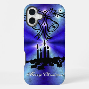 Coque iPhone 16 Plus Avent, magie de Noël sur bleu