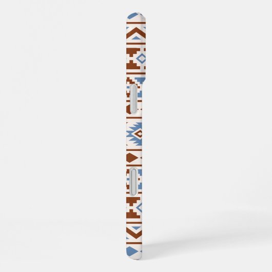 Coque iPhone 16 Plus Aztec Essence Motif II Crème bleu rouille (Côté droit)