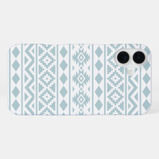 Coque iPhone 16 Plus Aztec Essence Ptn III Canard Bleu oeuf Blanc (Verso Horizontal)