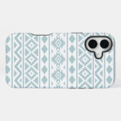 Coque iPhone 16 Plus Aztec Essence Ptn III Canard Bleu oeuf Blanc (Verso Horizontal)