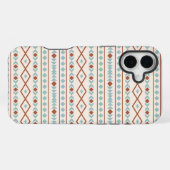 Coque iPhone 16 Plus Aztec Formes Motif rouille crème Turquoise (Verso Horizontal)