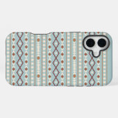Coque iPhone 16 Plus Aztec Formes Motif Rusts Crème Turquoise-Bleu (Verso Horizontal)