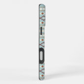 Coque iPhone 16 Plus Aztec Formes Motif Rusts Crème Turquoise-Bleu (Côté droit)