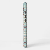 Coque iPhone 16 Plus Aztec Formes Motif Rusts Crème Turquoise-Bleu (Côté gauche)