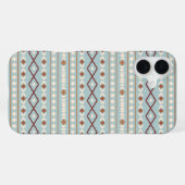 Coque iPhone 16 Plus Aztec Formes Motif Rusts Crème Turquoise-Bleu (Verso Horizontal)