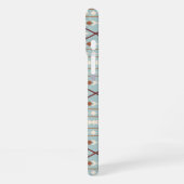 Coque iPhone 16 Plus Aztec Formes Motif Rusts Crème Turquoise-Bleu (Côté gauche)