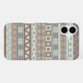 Coque iPhone 16 Plus Aztec Influence Motif Crème Bleue Terracottas (Verso Horizontal)