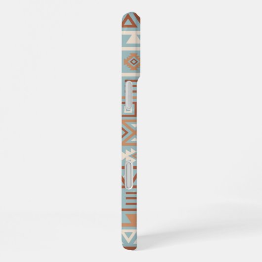 Coque iPhone 16 Plus Aztec Influence Motif Crème Bleue Terracottas (Côté droit)
