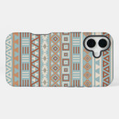 Coque iPhone 16 Plus Aztec Influence Motif Crème Bleue Terracottas (Verso Horizontal)